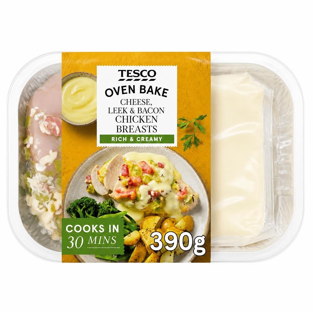 Tesco Cheese Leek & Bacon Chicken Breasts 390G