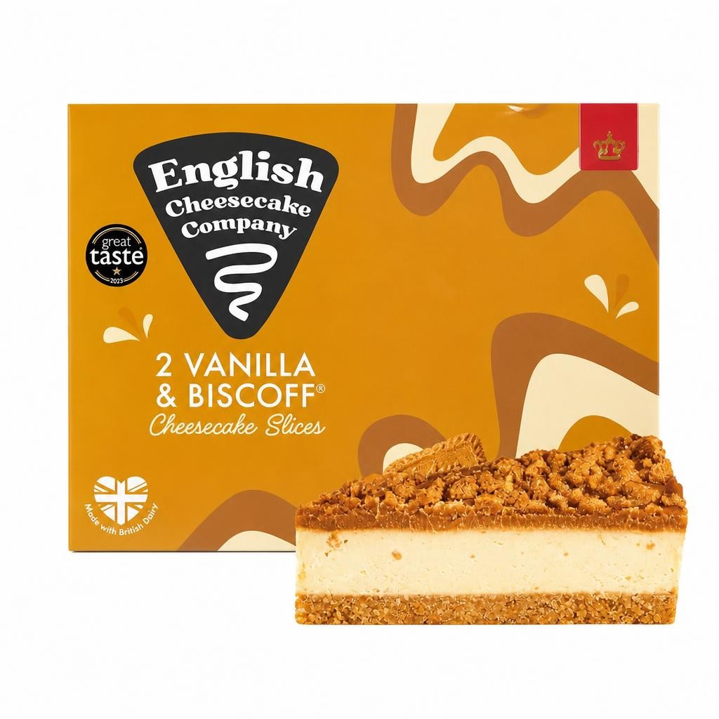 English Cheesecake Company 2 Vanilla & Biscoff Cheesecake Slices 180g