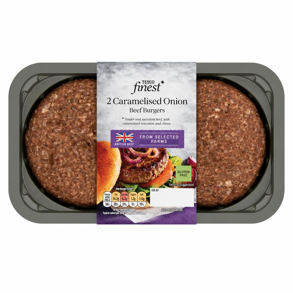Tesco Finest 2 Caramelised Onion Burgers 340g