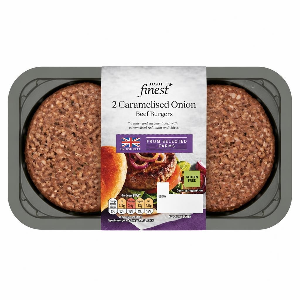 Tesco Finest 2 Caramelised Onion Burgers 340g