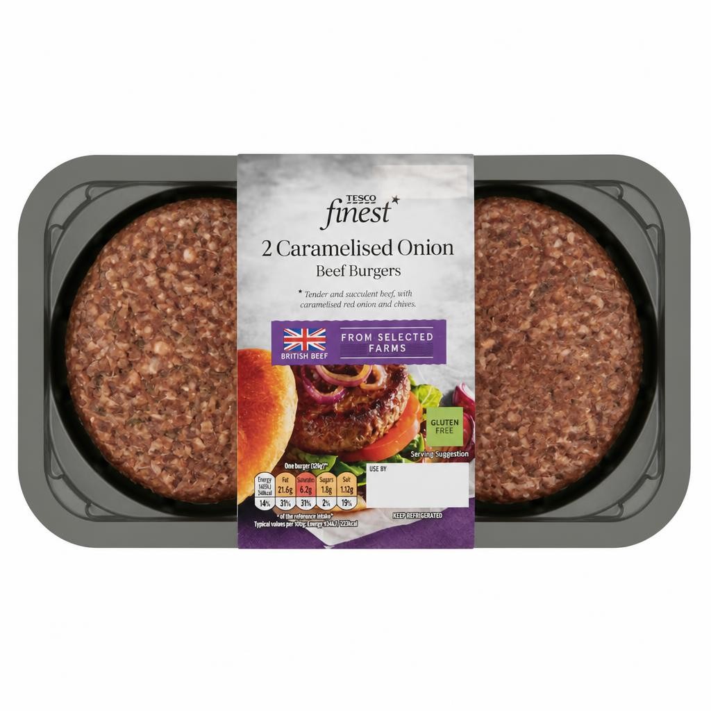 Tesco Finest 2 Caramelised Onion Burgers 340g