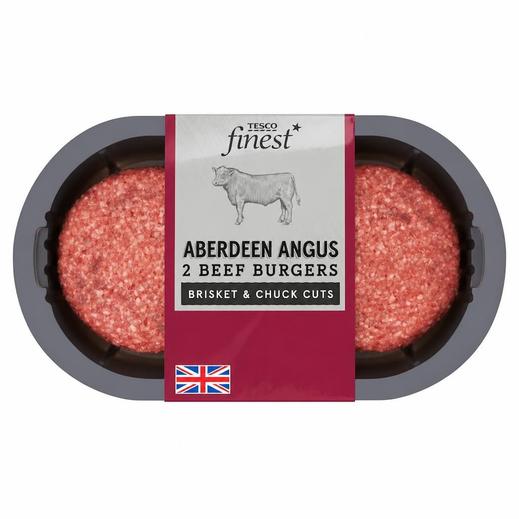 Tesco Finest Aberdeen Angus 2 Beef Burgers 340g