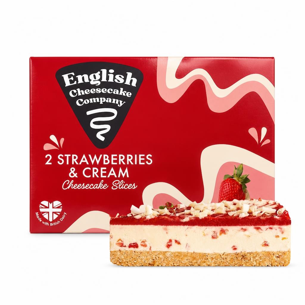 English Cheesecake Company 2 Strawberries & Cream Cheesecake Slices 180g