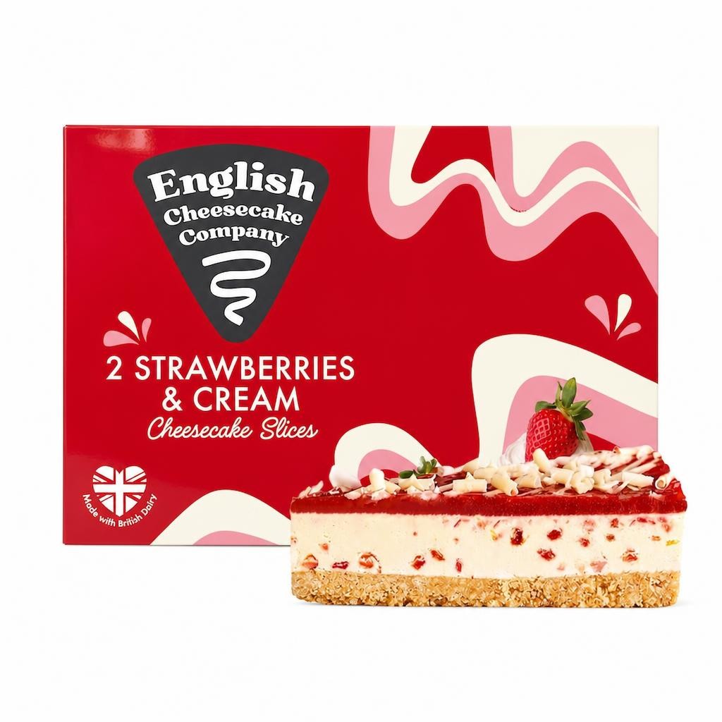 English Cheesecake Company 2 Strawberries & Cream Cheesecake Slices 180g