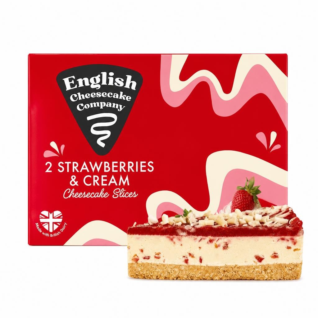 English Cheesecake Company 2 Strawberries & Cream Cheesecake Slices 180g