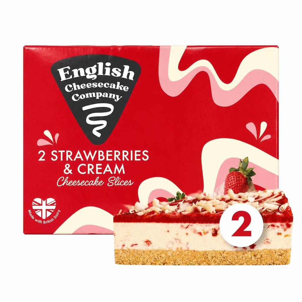 English Cheesecake Company 2 Strawberries & Cream Cheesecake Slices 180g