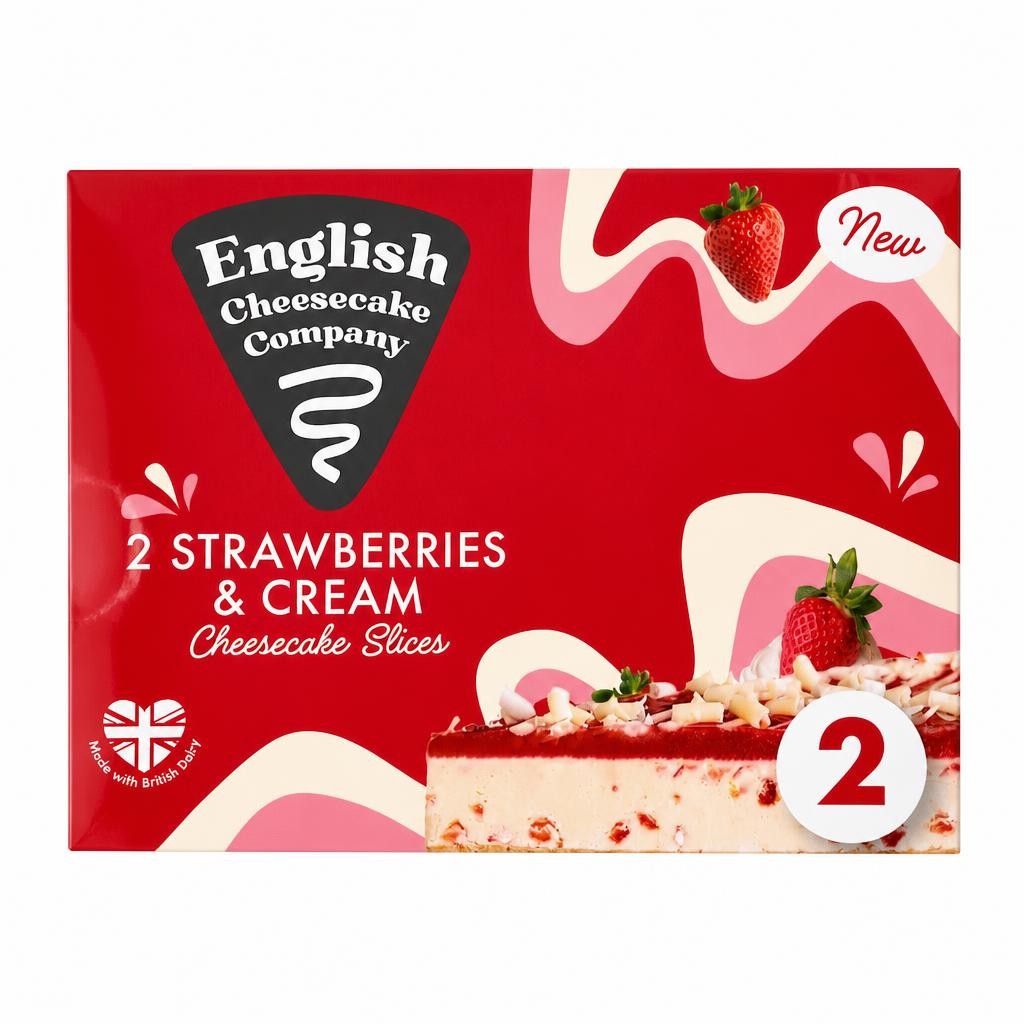 English Cheesecake Company 2 Strawberries & Cream Cheesecake Slices 180g