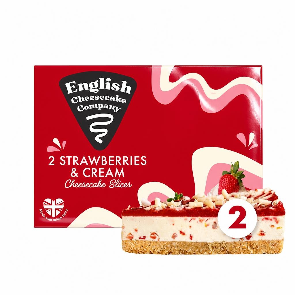 English Cheesecake Company 2 Strawberries & Cream Cheesecake Slices 180g
