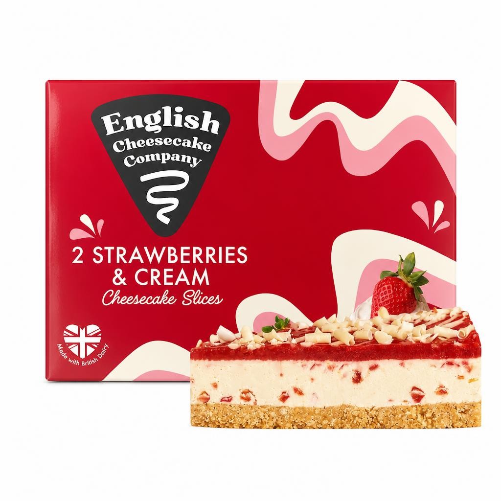 English Cheesecake Company 2 Strawberries & Cream Cheesecake Slices 180g