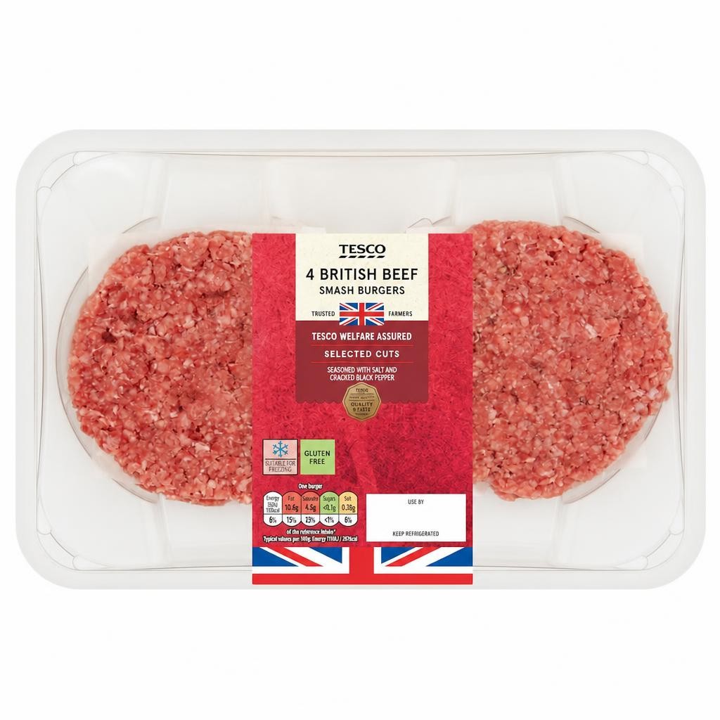 Tesco 4 Smash Burger 340g