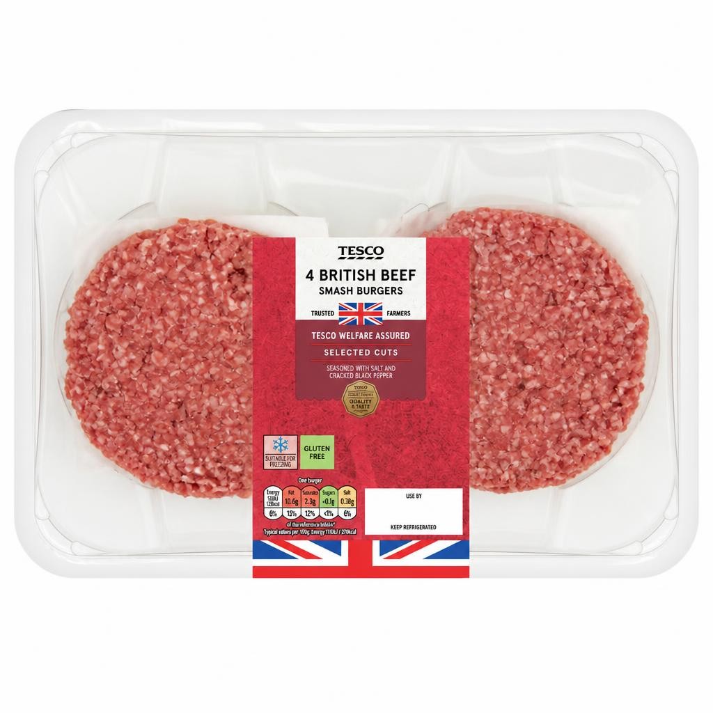 Tesco 4 Smash Burger 340g
