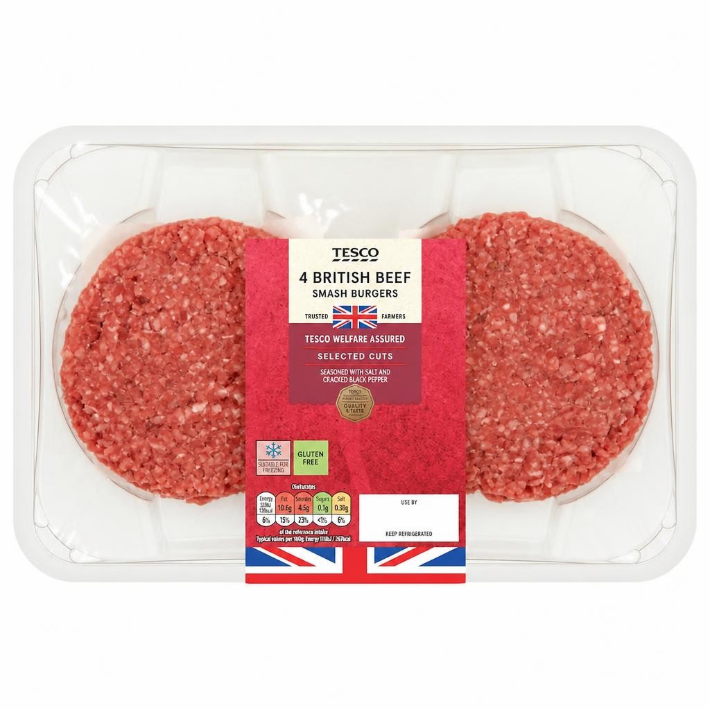 Tesco 4 Smash Burger 340g