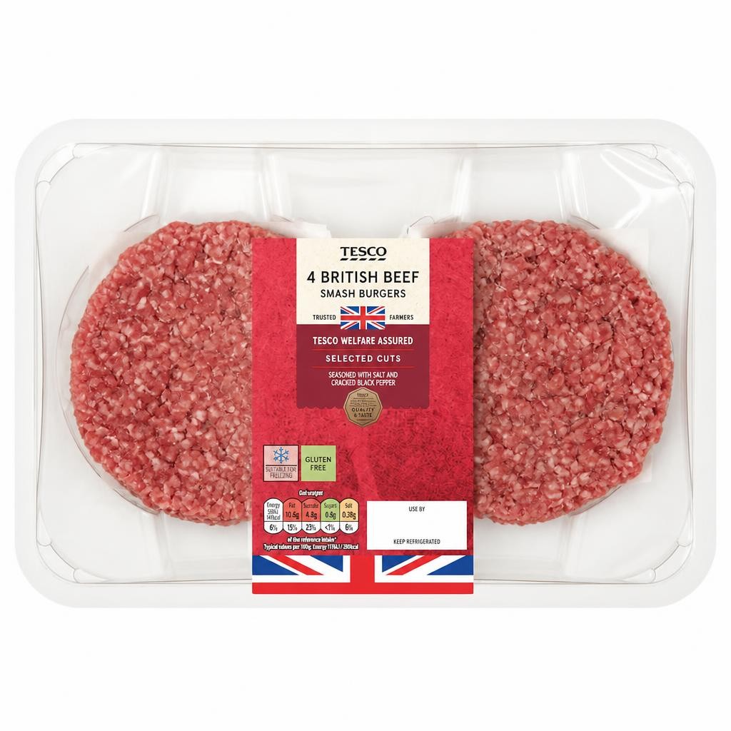 Tesco 4 Smash Burger 340g