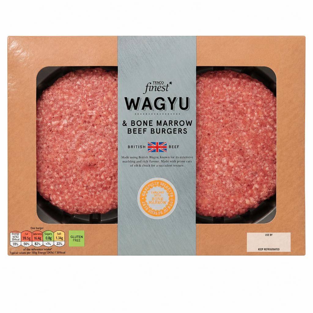 Finest Wagyu & Bone Marrow Beef burgers 454g