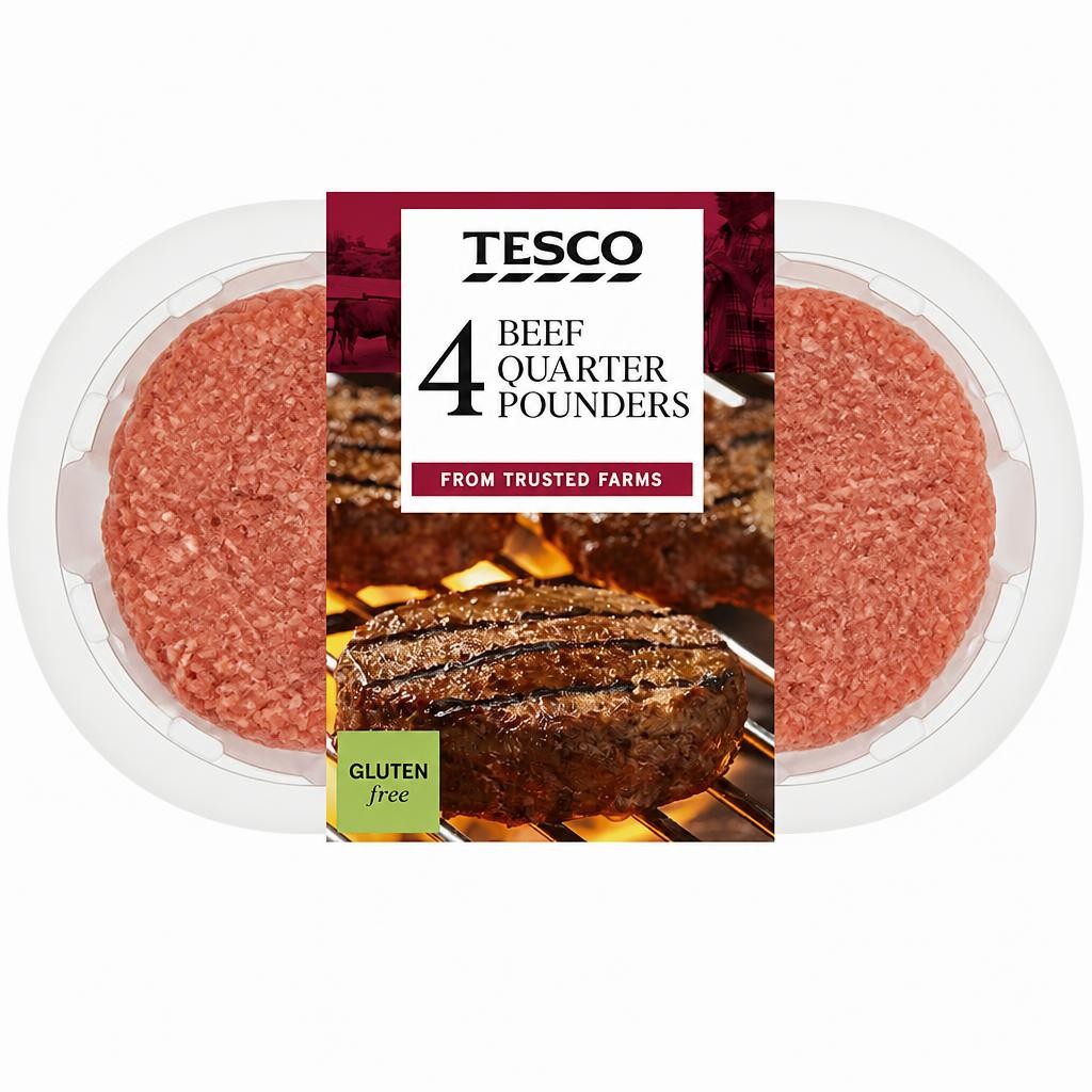 Tesco 4 Quarter Pounder Beef Burger 454g