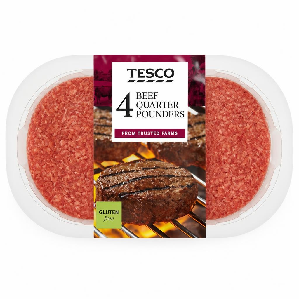 Tesco 4 Quarter Pounder Beef Burger 454g