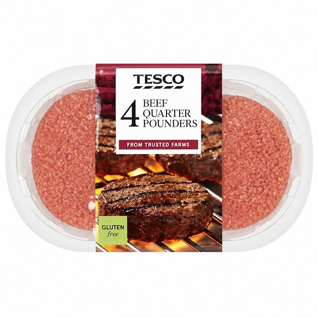Tesco 4 Quarter Pounder Beef Burger 454g