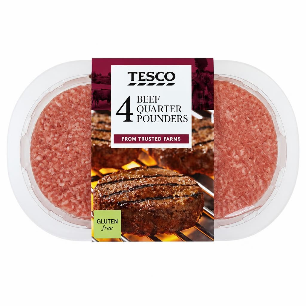 Tesco 4 Quarter Pounder Beef Burger 454g