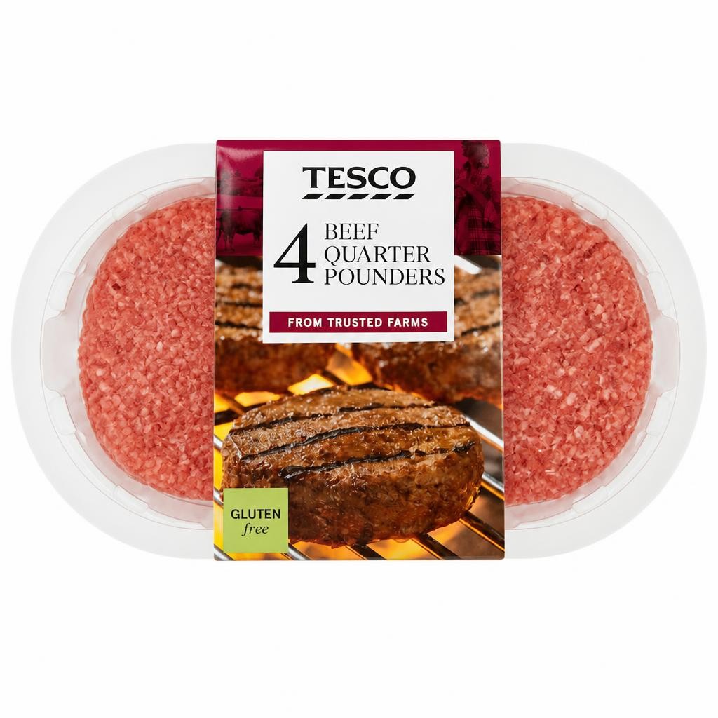 Tesco 4 Quarter Pounder Beef Burger 454g