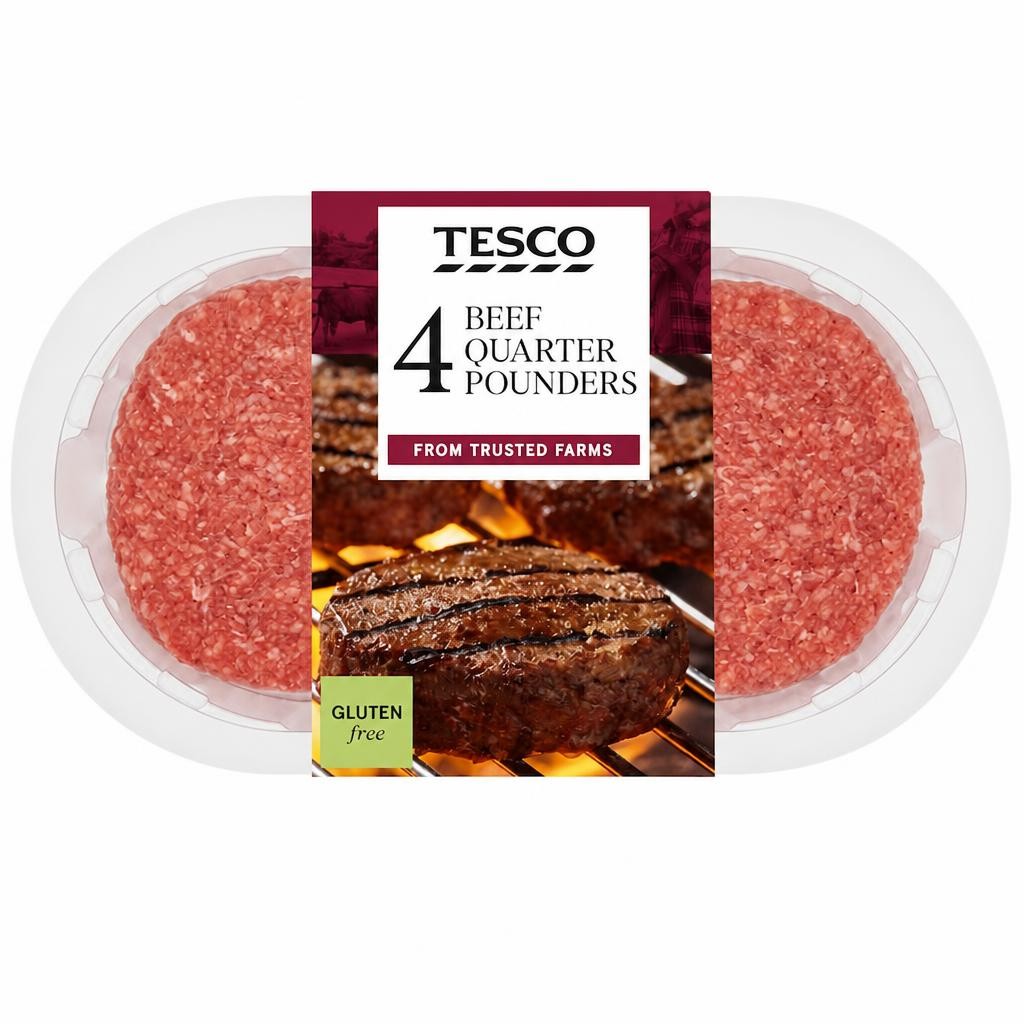 Tesco 4 Quarter Pounder Beef Burger 454g