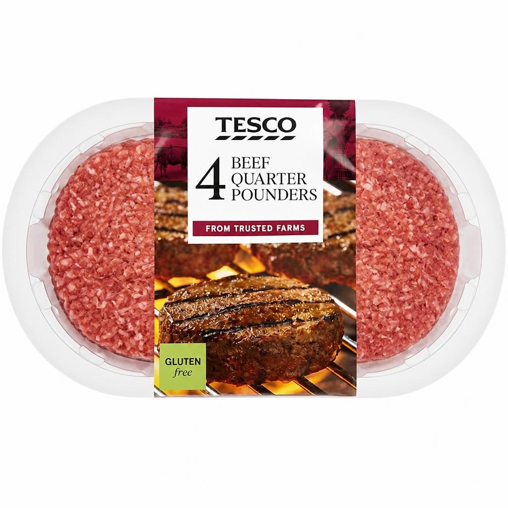 Tesco 4 Quarter Pounder Beef Burger 454g
