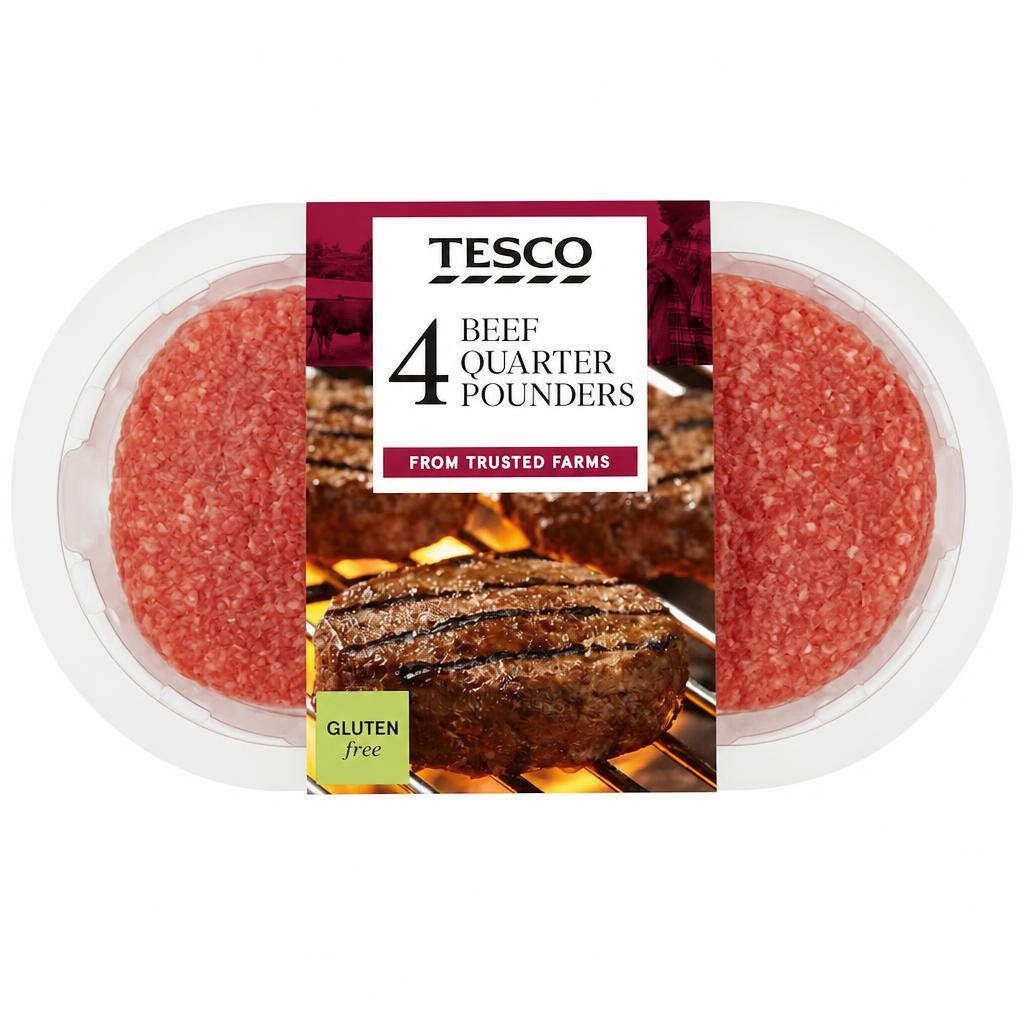 Tesco 4 Quarter Pounder Beef Burger 454g