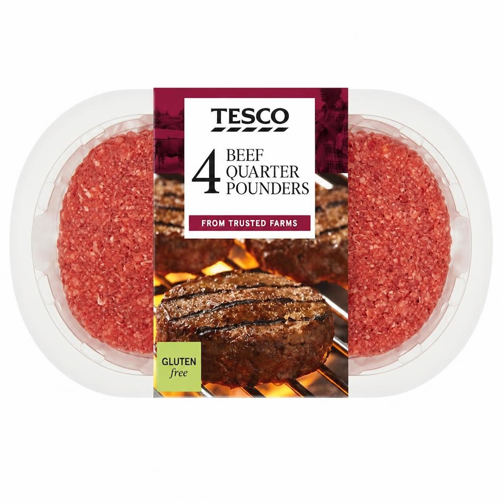 Tesco 4 Quarter Pounder Beef Burger 454g