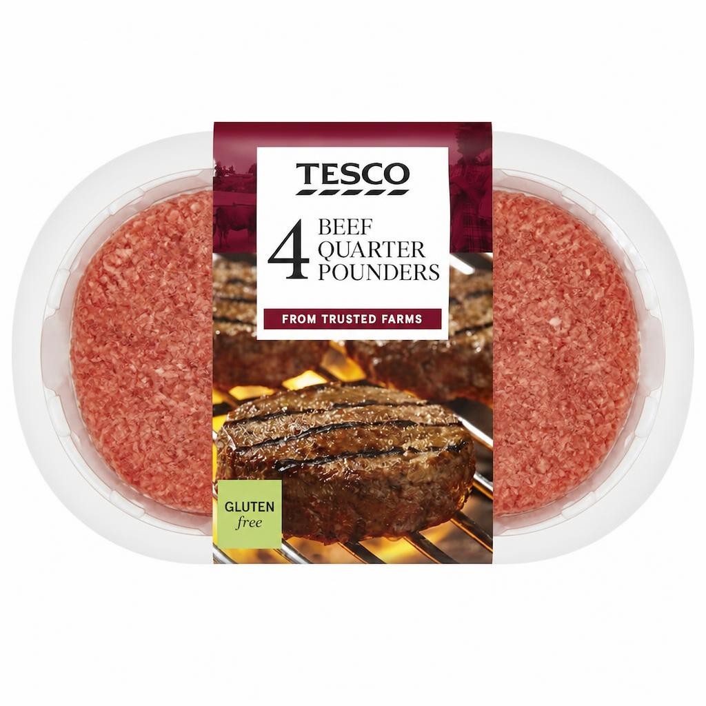 Tesco 4 Quarter Pounder Beef Burger 454g