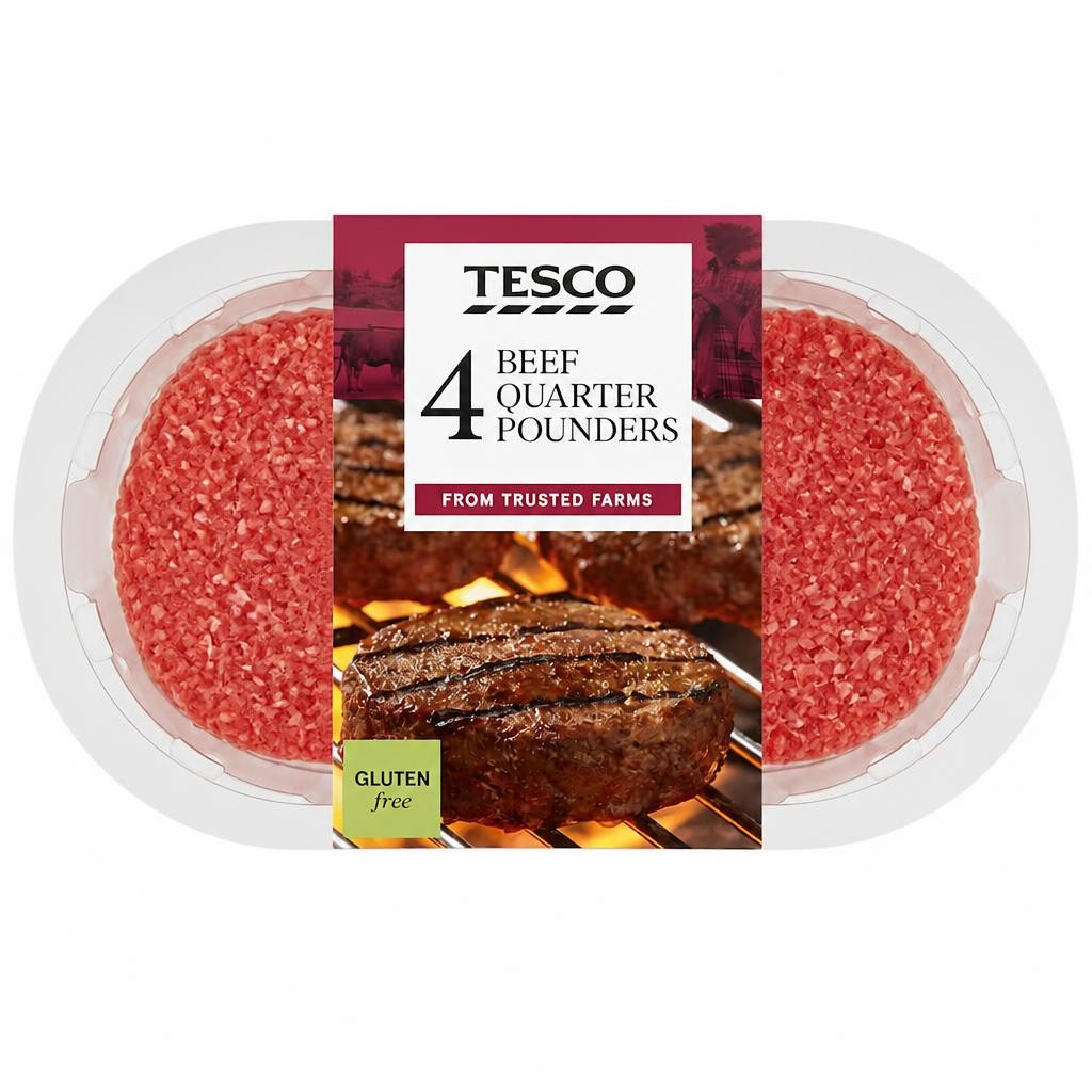 Tesco 4 Quarter Pounder Beef Burger 454g