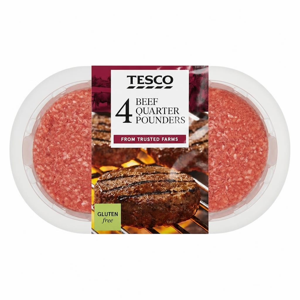 Tesco 4 Quarter Pounder Beef Burger 454g