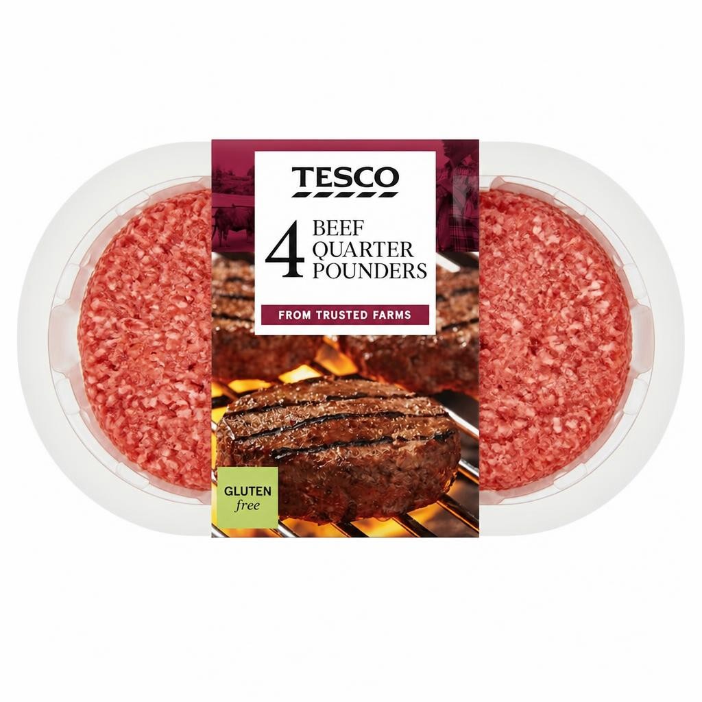 Tesco 4 Quarter Pounder Beef Burger 454g