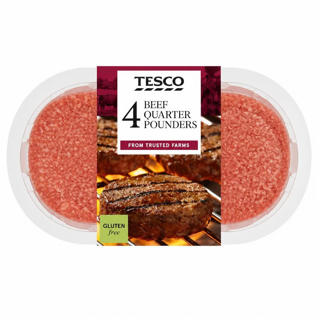 Tesco 4 Quarter Pounder Beef Burger 454g