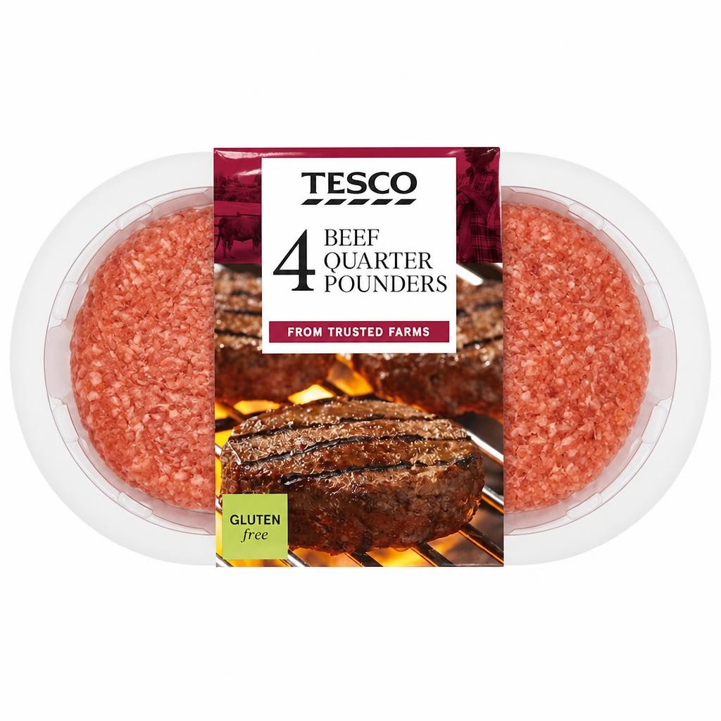 Tesco 4 Quarter Pounder Beef Burger 454g