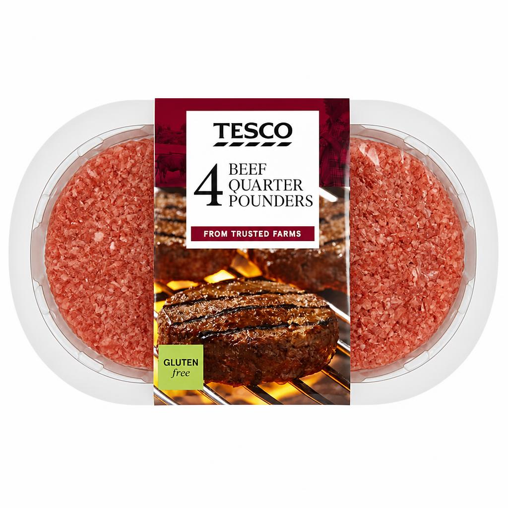 Tesco 4 Quarter Pounder Beef Burger 454g