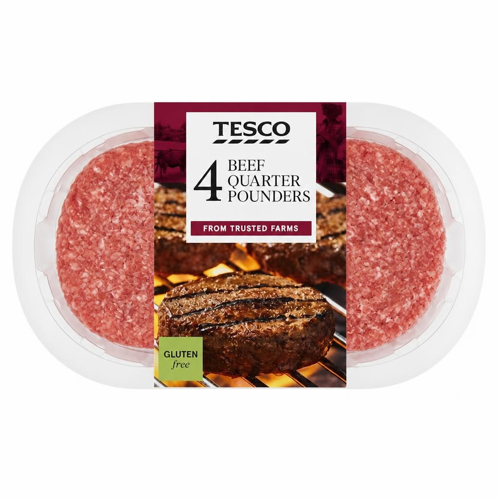 Tesco 4 Quarter Pounder Beef Burger 454g