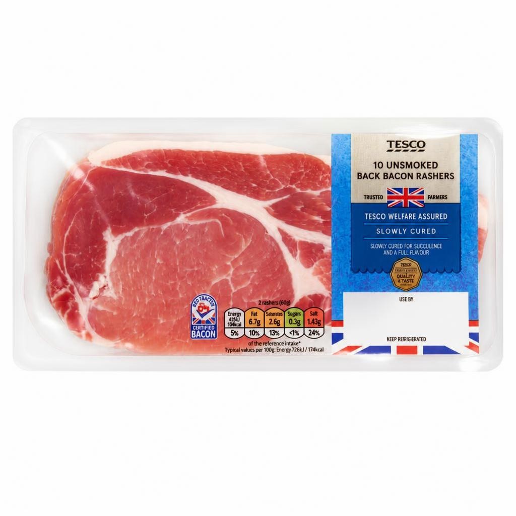 Tesco British Unsmoked Back Bacon Rashers 300g