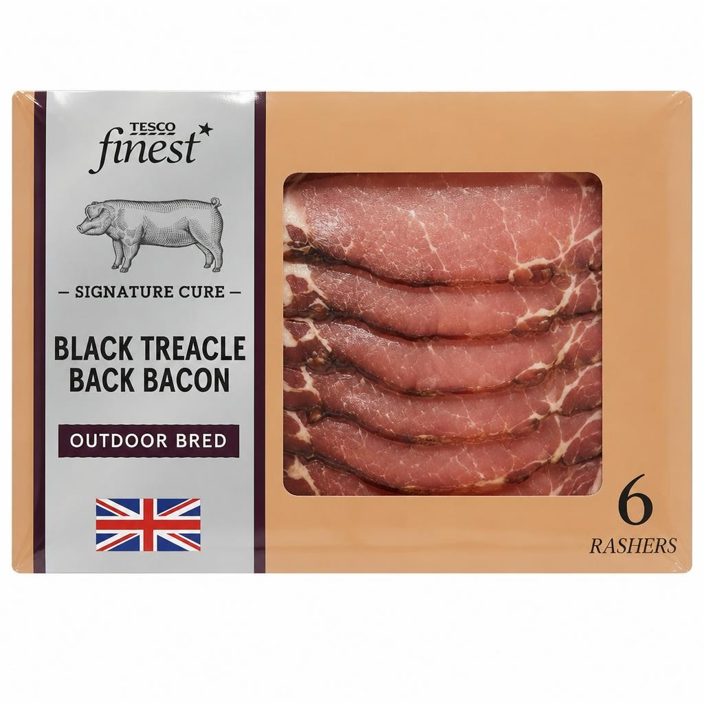 Tesco Finest Signature Cure 6 Black Treacle Back Bacon 240g
