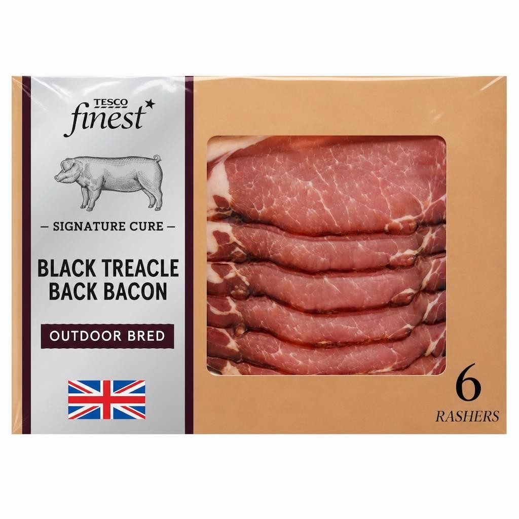 Tesco Finest Signature Cure 6 Black Treacle Back Bacon 240g