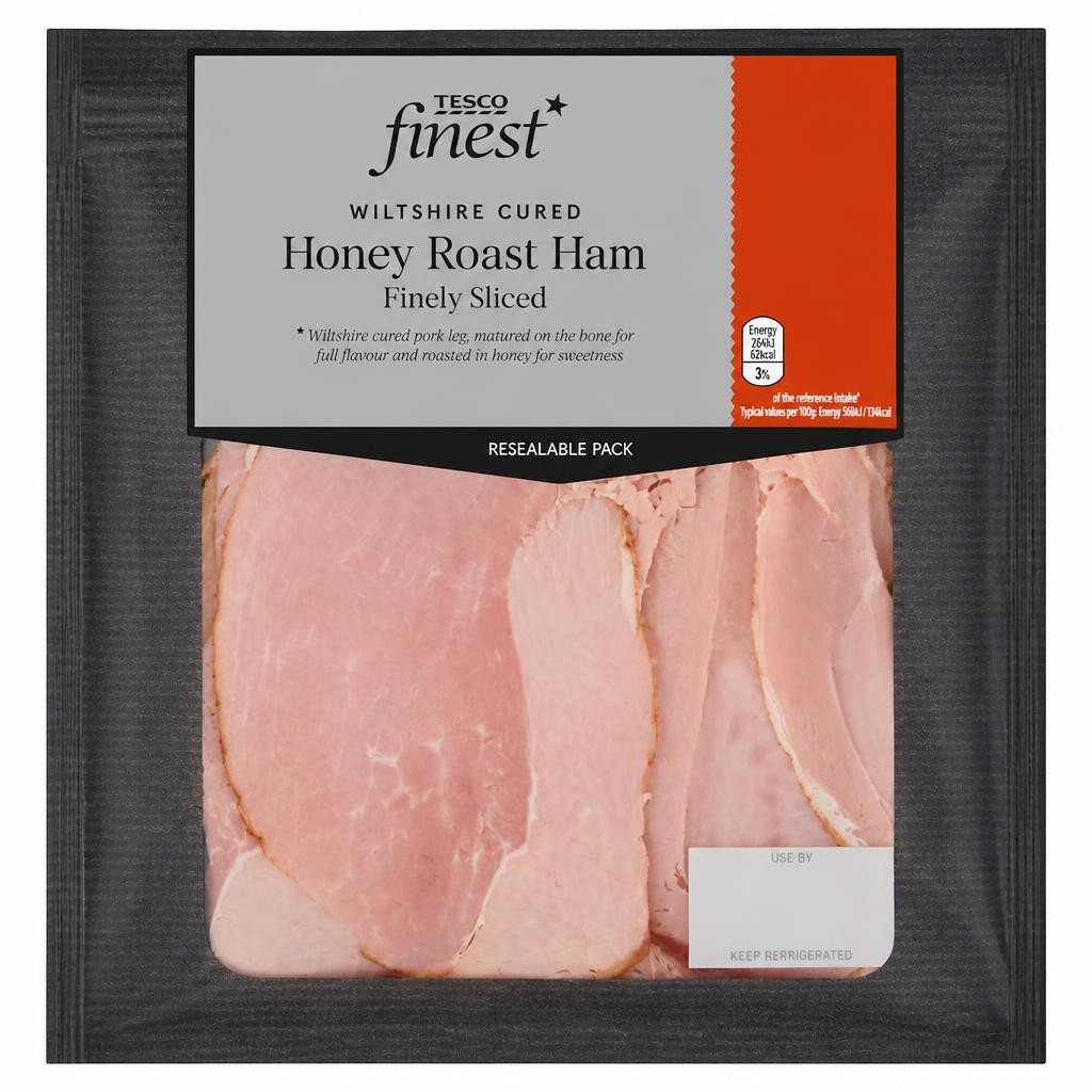 Tesco Finest Finely Sliced Honey Roast Ham 120g