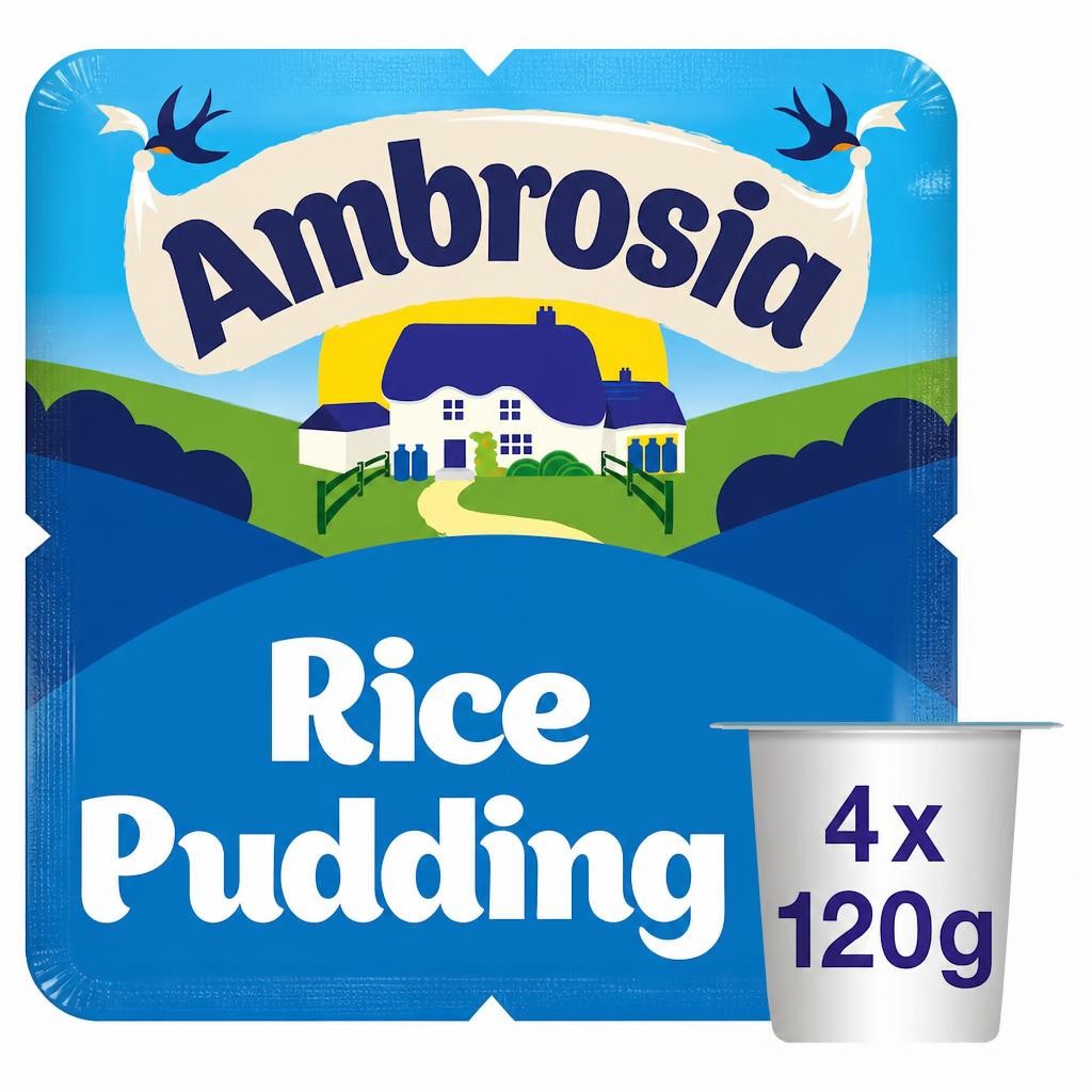 Ambrosia Ready To Eat Creamed Rice Pudding 4 X 120G