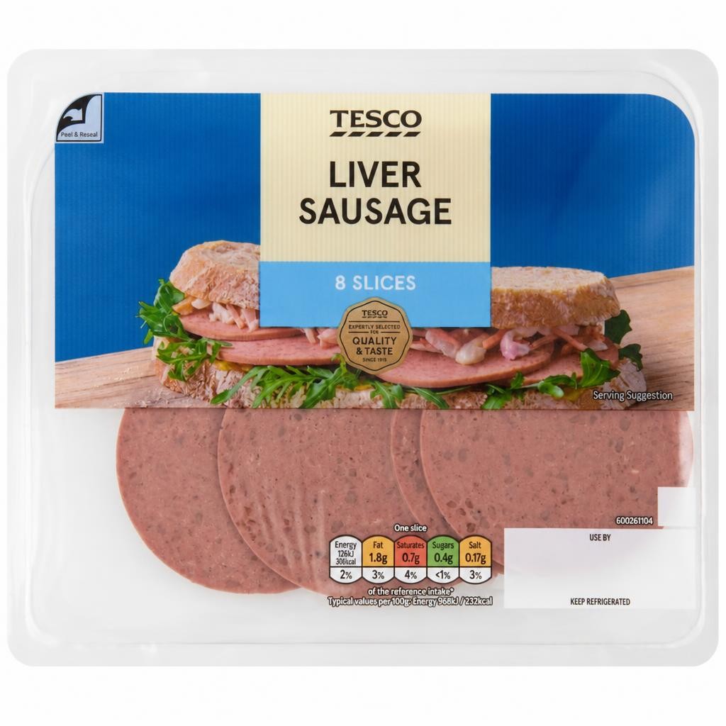 Tesco Liver Sausage Slices 8 Pack 100g