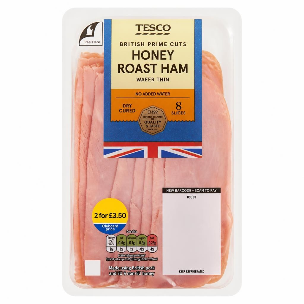 Tesco British Wafer Thin Honey Roast Ham Slices 120g