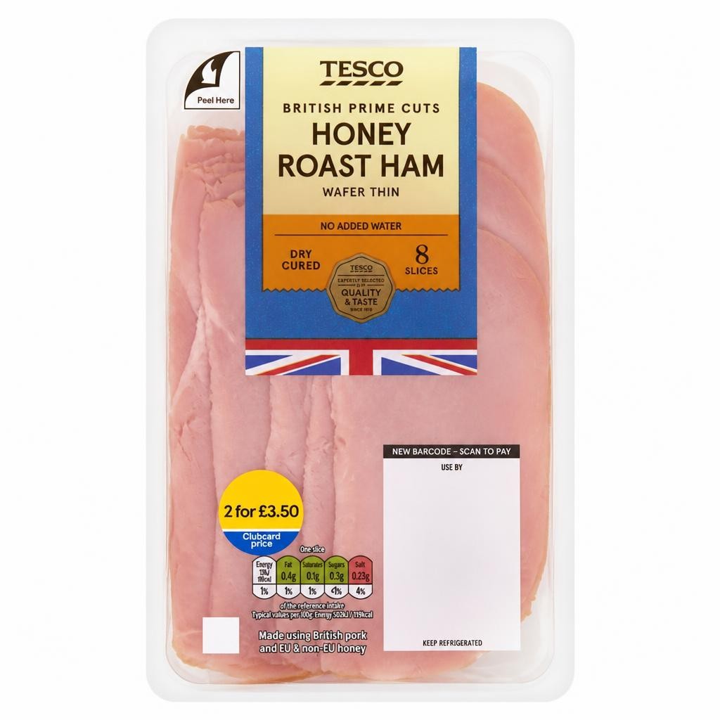 Tesco British Wafer Thin Honey Roast Ham Slices 120g