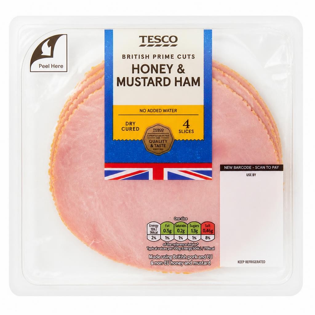 Tesco British Thick Cut Honey & Mustard Ham Slices 120g