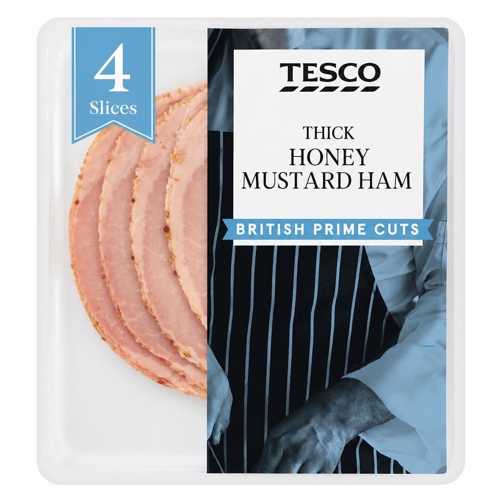 Tesco British Thick Cut Honey & Mustard Ham Slices 120g