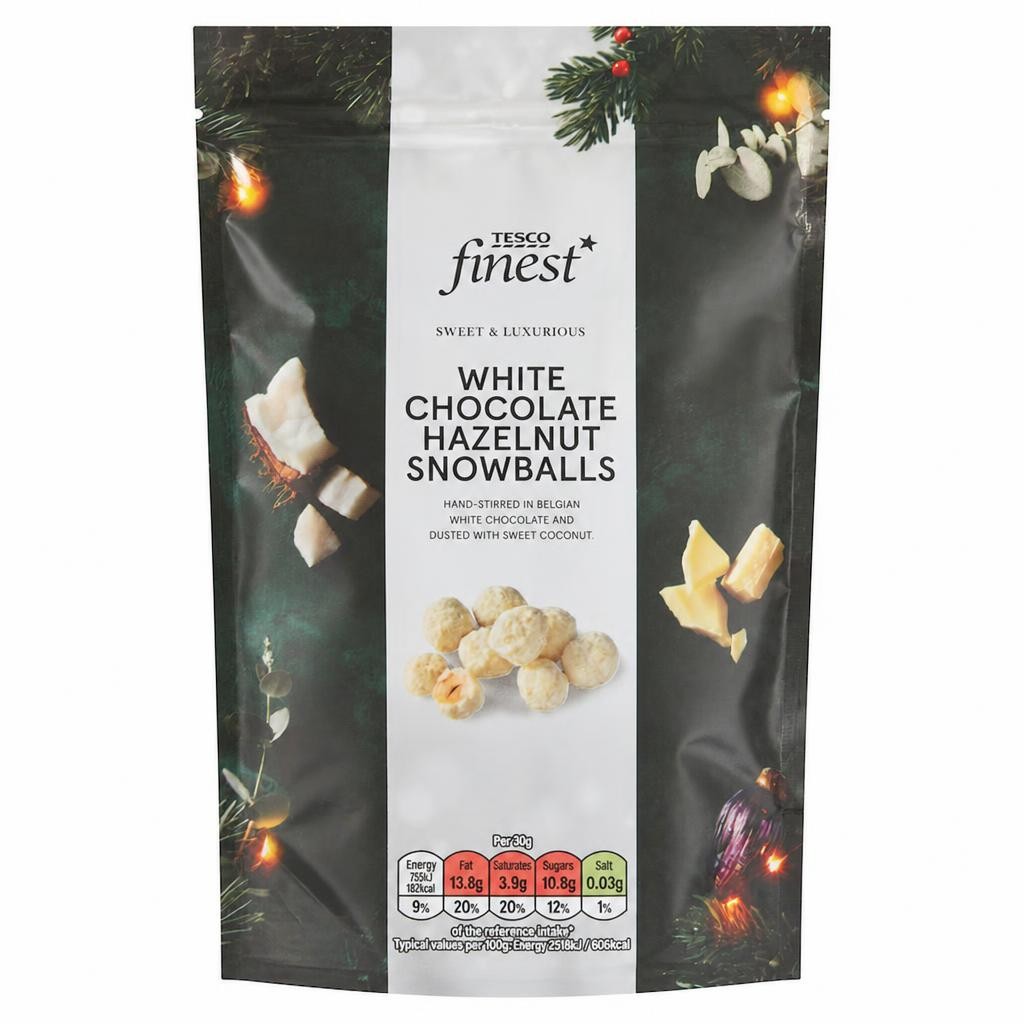 Tesco Finest Belgian White Chocolate Hazelnuts 150g