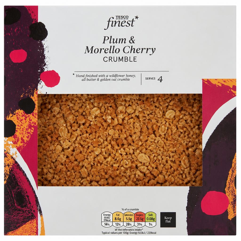 Tesco Finest Plum & Morello Cherry Crumble