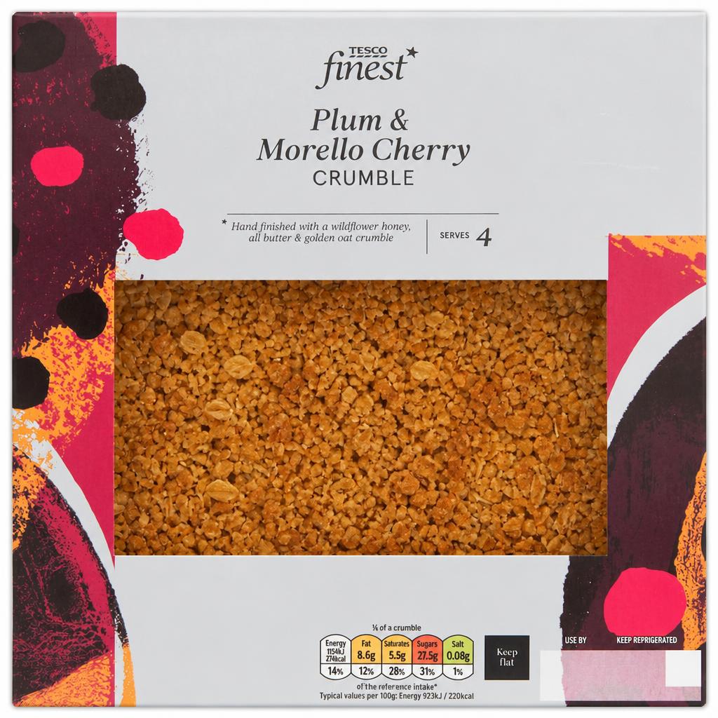 Tesco Finest Plum & Morello Cherry Crumble