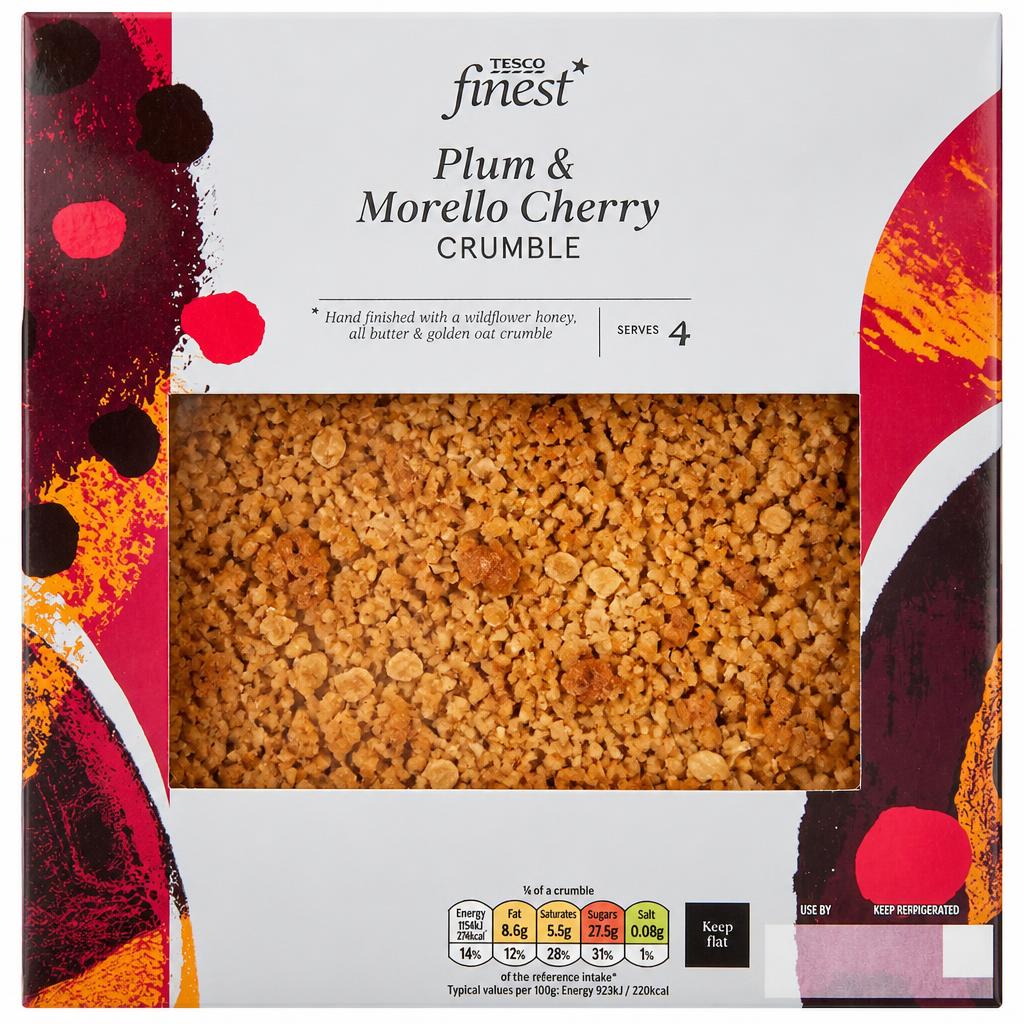Tesco Finest Plum & Morello Cherry Crumble