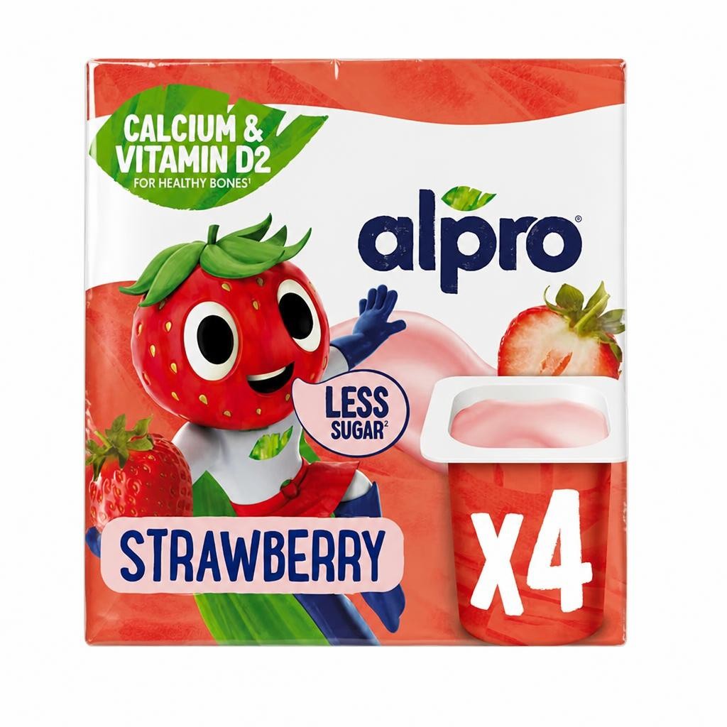 Alpro Kids Strawberry Soya Dairy Free Yoghurt Alternative 4 x 115g